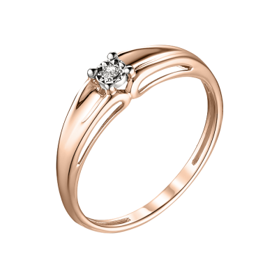 Damenring aus Rotgold 585 mit Brillant
