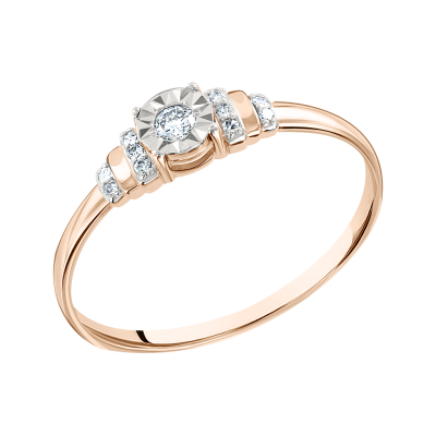 Damenring aus Rotgold 585 mit Brillant