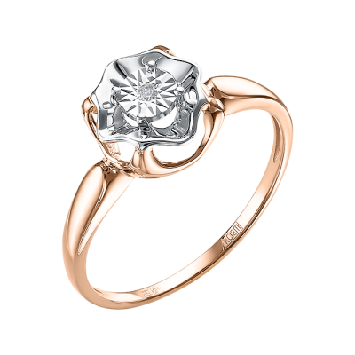 Damenring aus Rotgold 585 mit Brillant