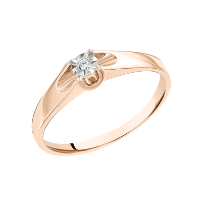 Damenring aus Rotgold 585 mit Brillant