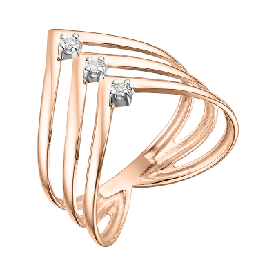 Damenring aus Rotgold 585 mit Brillant