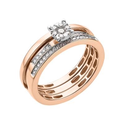 Damenring aus Rotgold 585 mit Brillant