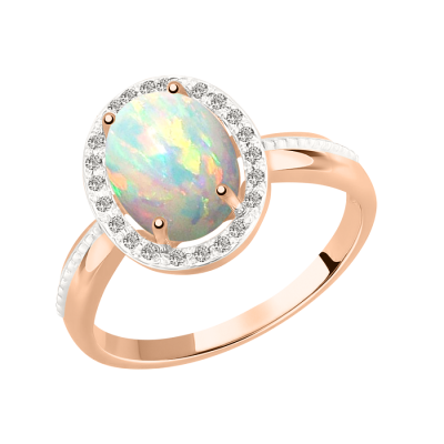 Damenring aus Rotgold 585 mit Brillant und Opal