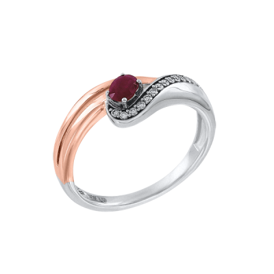 Damenring aus Rotgold 585 mit Brillant und Rubin