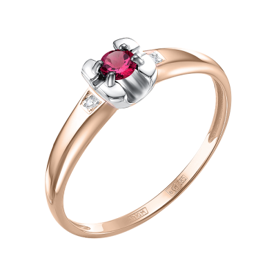 Damenring aus Rotgold 585 mit Brillant und Rubin
