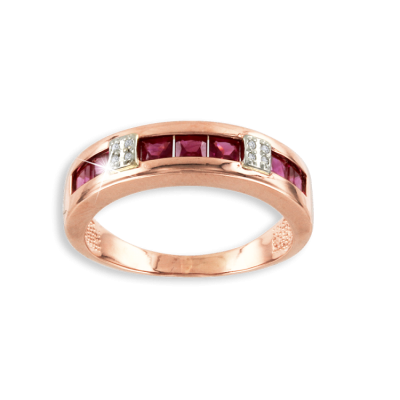 Damenring aus Rotgold 585 mit Brillant und Rubin