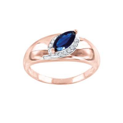 Damenring aus Rotgold 585 mit Brillant und Saphir