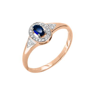 Damenring aus Rotgold 585 mit Brillant und Saphir