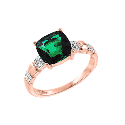 Damenring aus Rotgold 585 mit Brillant und Smaragd