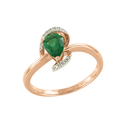 Damenring aus Rotgold 585 mit Brillant und Smaragd