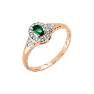 Damenring aus Rotgold 585 mit Brillant und Smaragd