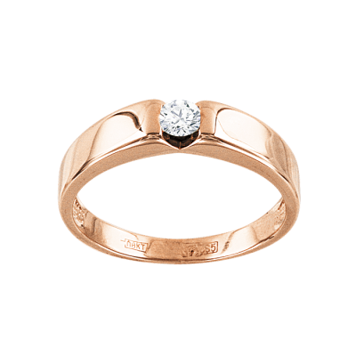 Damenring aus Rotgold 585 mit Brillant