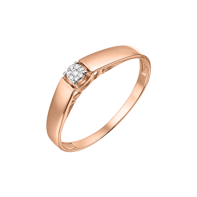 Damenring aus Rotgold 585 mit Brillant