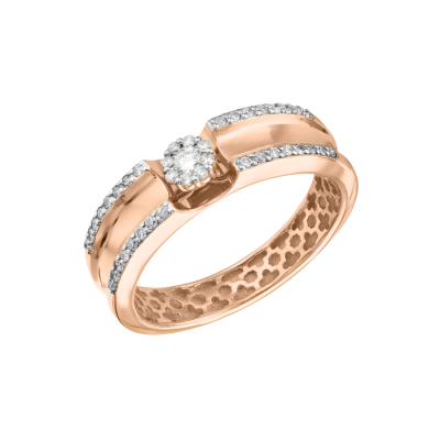 Damenring aus Rotgold 585 mit Brillant