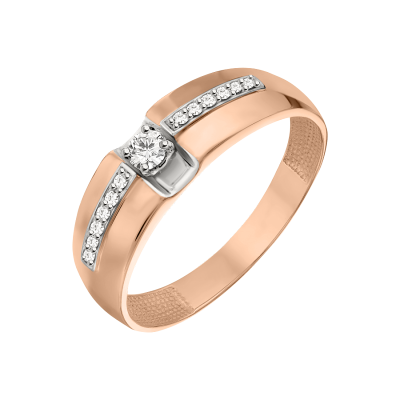 Damenring aus Rotgold 585 mit Brillant