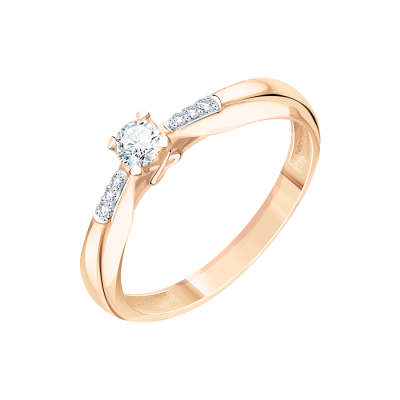 Damenring aus Rotgold 585 mit Brillant