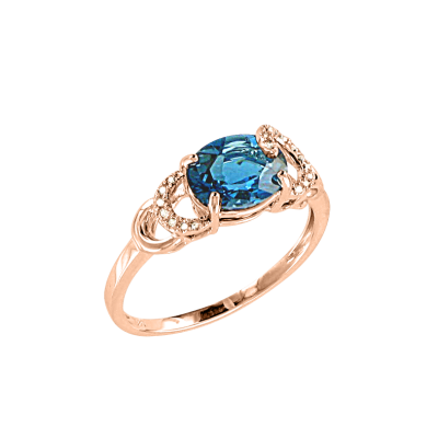 Rotgold 585 Damenring mit Brillant und Topas