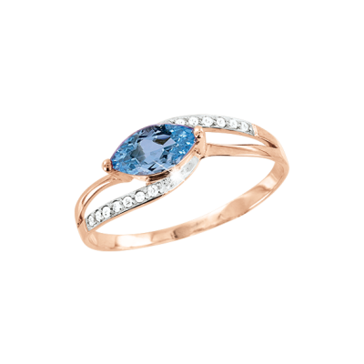 Rotgold 585 Damenring mit Brillant und Topas