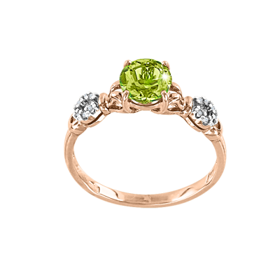 Damenring aus Rotgold 585 mit Chrysolith und Zirkonia