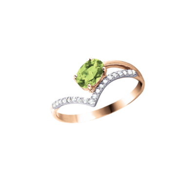 Damenring aus Rotgold 585 Chrysolith, Zirkonia