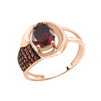 Damenring aus Rotgold 585 mit Granat und Zirkonia