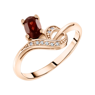 Damenring aus Rotgold 585 mit Granat und Zirkonia
