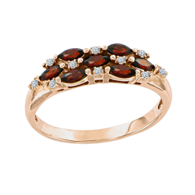 Damenring aus Rotgold 585 mit Granat und Zirkonia