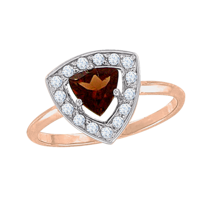 Damenring aus Rotgold 585 mit Granat und Zirkonia