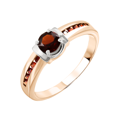 Damenring aus Rotgold 585 mit Granat und Zirkonia
