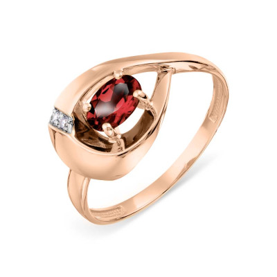 Damenring aus Rotgold 585 mit Granat und Zirkonia