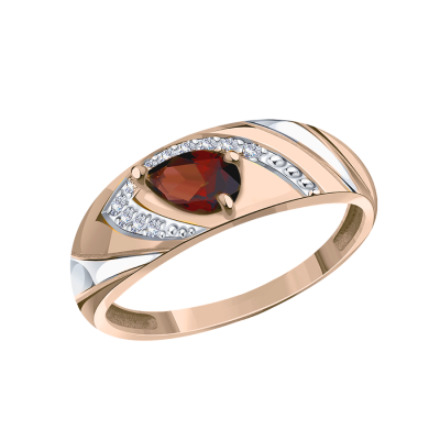 Damenring aus Rotgold 585 mit Granat und Zirkonia