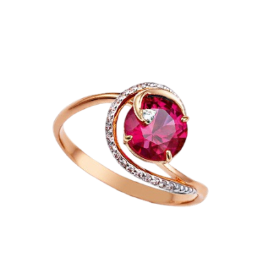 Ring aus russischem Rotgold 585 mit Korund und Rubin