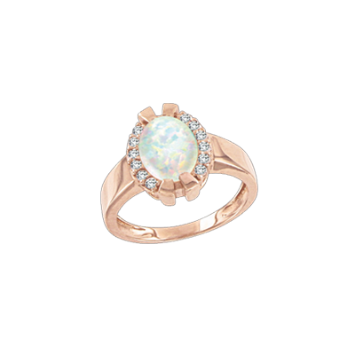 Damenring aus Rotgold 585 mit Opal und Zirkonia