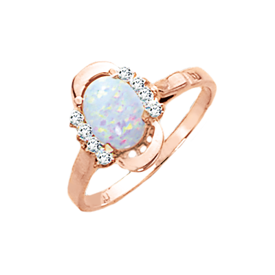 Damenring aus Rotgold 585 mit Opal und Zirkonia