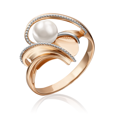 Damenring aus Rotgold 585 mit Perle