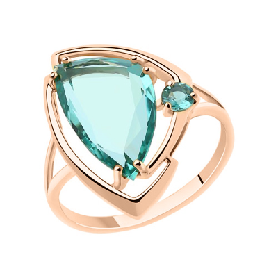 Damenring aus Rotgold 585 mit Quarz