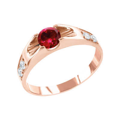 Damenring aus Rotgold 585 mit Rubin und Zirkonia