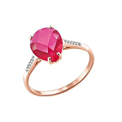 Damenring aus Rotgold 585 mit Rubin und Zirkonia