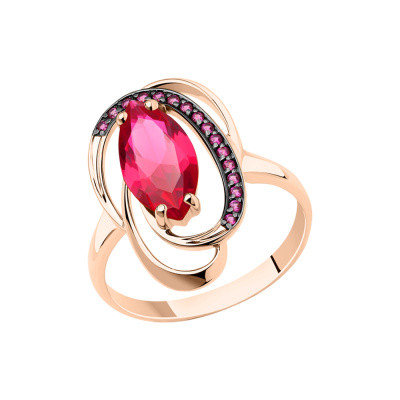 Damenring aus Rotgold 585 mit Rubin und Zirkonia