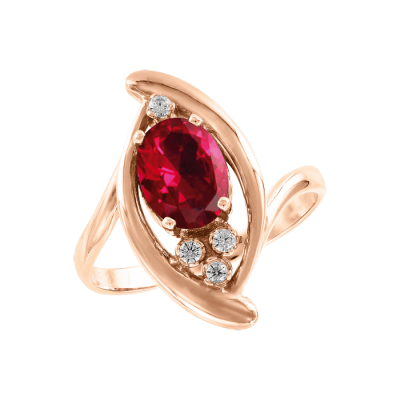 Damenring aus Rotgold 585 mit Rubin und Zirkonia