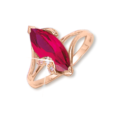Damenring aus Rotgold 585 mit Rubin und Zirkonia