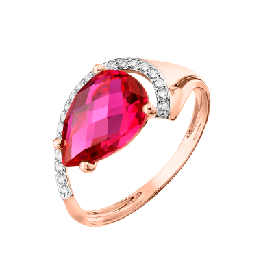 Damenring aus Rotgold 585 mit Rubin und Zirkonia