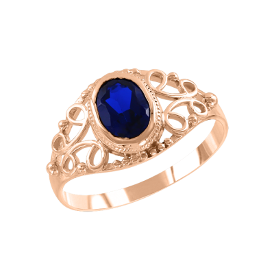 Damenring aus Rotgold 585 mit Saphir