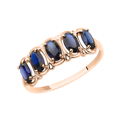 Damenring aus Rotgold 585 mit Saphir