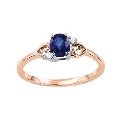 Damenring aus Rotgold 585 mit Saphir und Brillant