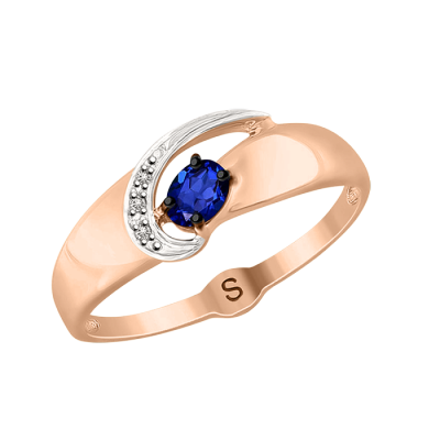 Damenring aus Rotgold 585 mit Saphir und Brillant