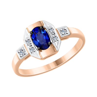 Damenring aus Rotgold 585 mit Saphir und Brillant