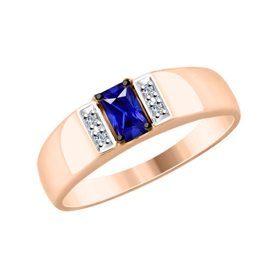 Damenring aus Rotgold 585 mit Saphir und Brillant