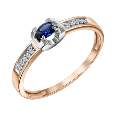 Damenring aus Rotgold 585 mit Saphir und Brillant