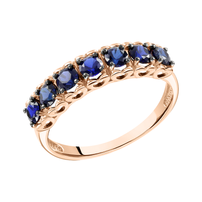 Damenring aus Rotgold 585 mit Saphir